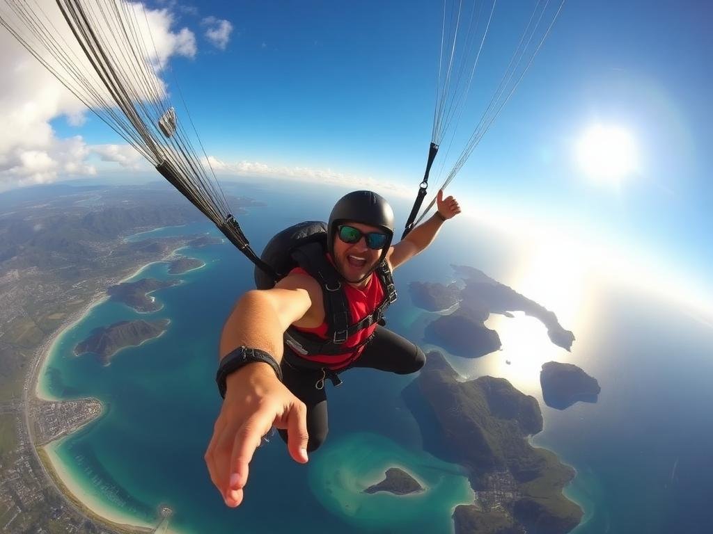 Tandem Skydive Over the Coast